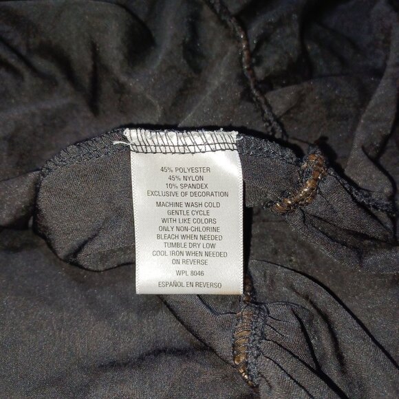 Womens Sheer Velvet Burnout Top Plus Size 0X Black Pom Pom Sleeve Boho Holiday - Picture 6 of 9